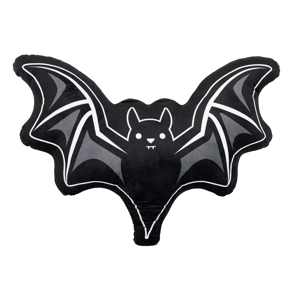 PILLOW - CUTE BAT 60CM BLACK WAKE N BAKE Wake 'n' Bake