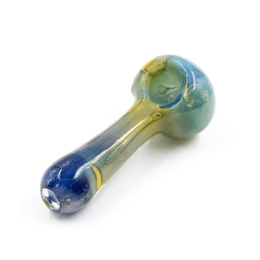 GLASS PIPE- BLUE/GREEN/YELLOW OIL SLICK #2 The Bong Shop
