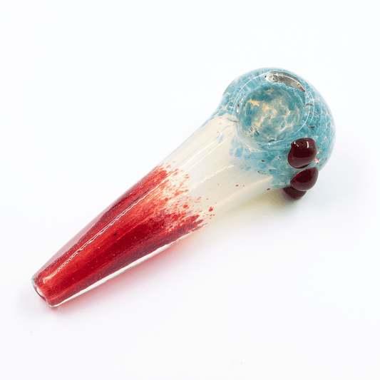 GLASS PIPE- AQUA CORAL LOOK BOWL-CLEAR CENTRE RED END #3 The Bong Shop