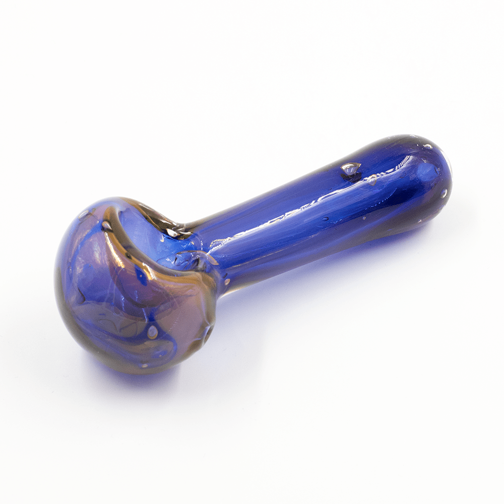 GLASS PIPE- DARK BLUE W/GOLDEN OIL SLICK #9 The Bong Shop