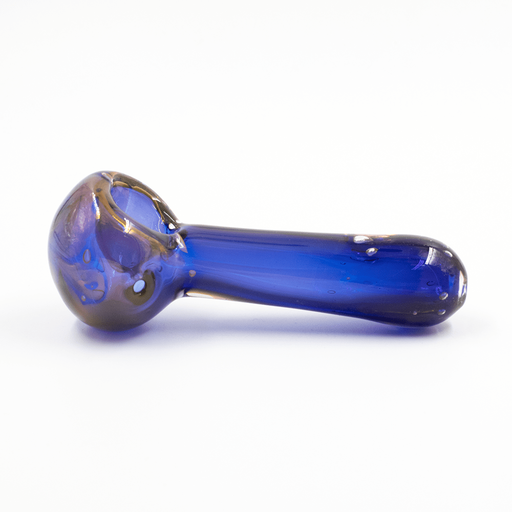 GLASS PIPE- DARK BLUE W/GOLDEN OIL SLICK #9 The Bong Shop