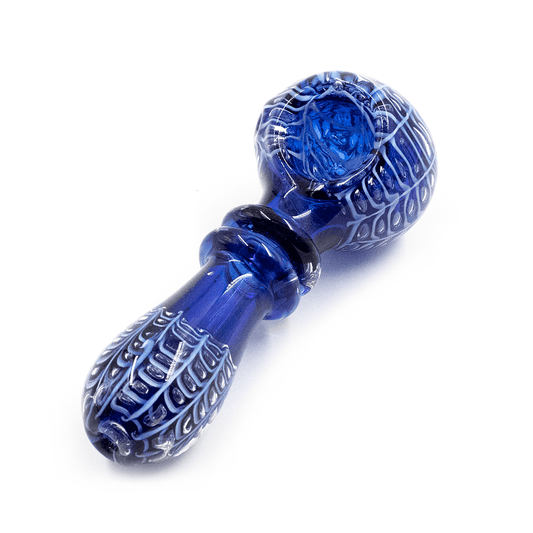 GLASS PIPE-DARK BLUE W/WHITE UMBRELLA BOWL #17 The Bong Shop