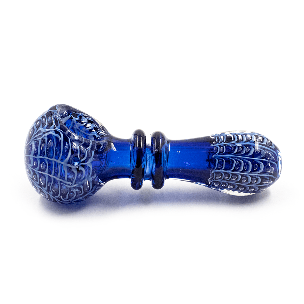 GLASS PIPE-DARK BLUE W/WHITE UMBRELLA BOWL #17 The Bong Shop