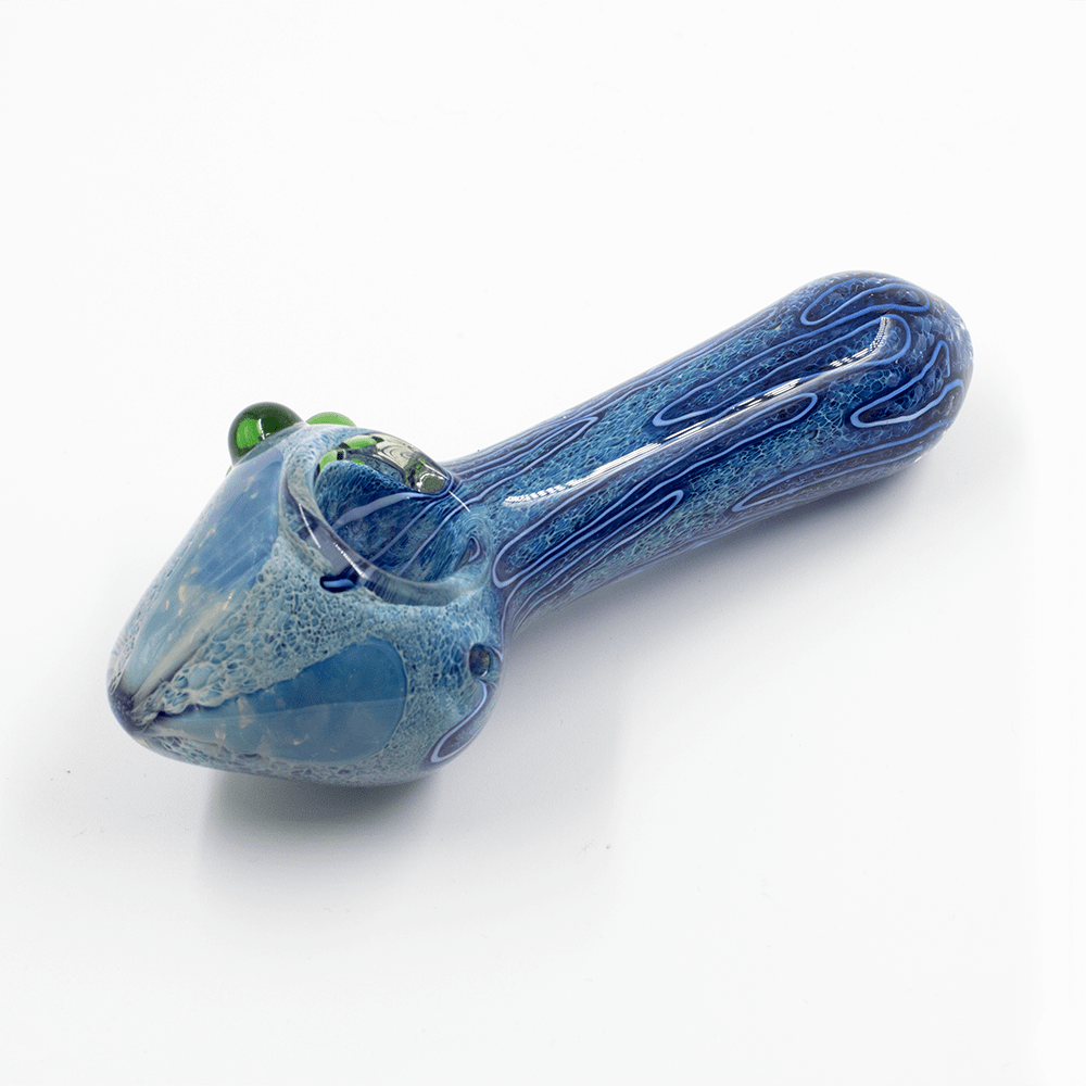 GLASS PIPE-SEA MUSHROOM WHITE/BLUE MIX #19 The Bong Shop