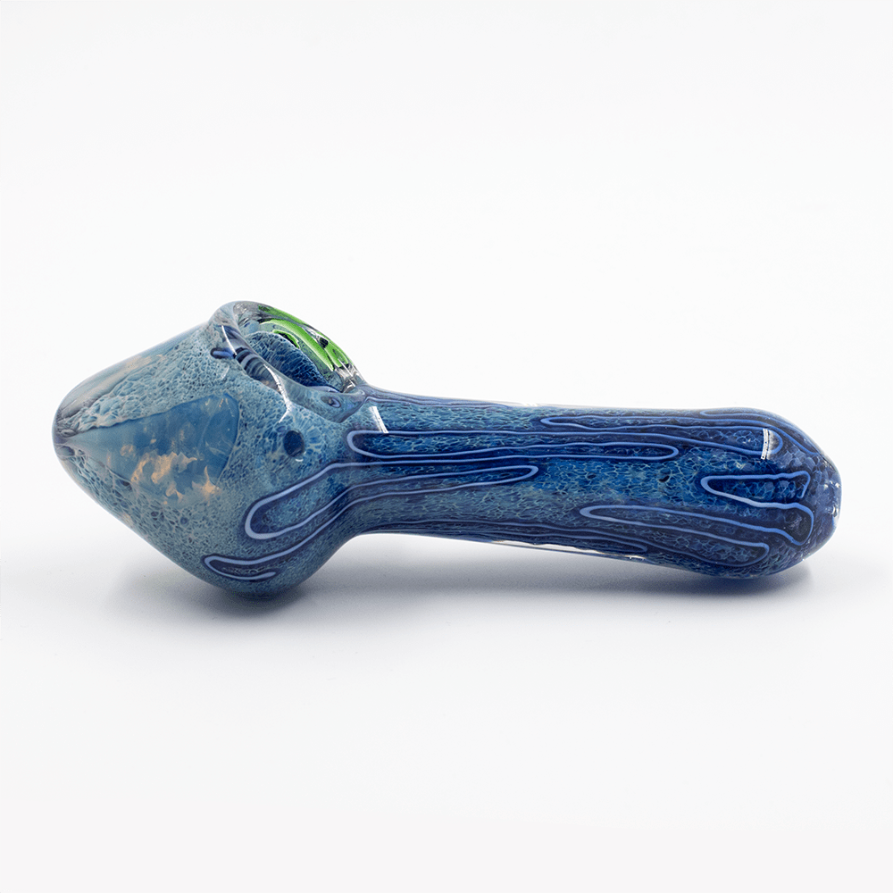 GLASS PIPE-SEA MUSHROOM WHITE/BLUE MIX #19 The Bong Shop