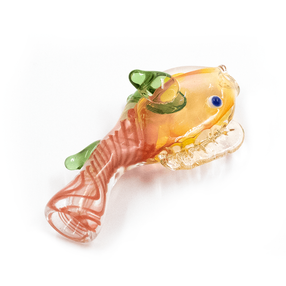 GLASS PIPE- ORANGE FISH W/DORSAL FIN #32 The Bong Shop