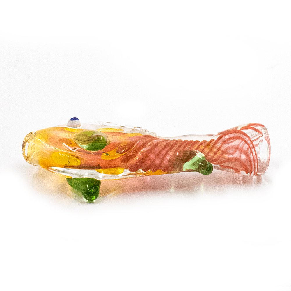 GLASS PIPE- ORANGE FISH W/DORSAL FIN #32 The Bong Shop