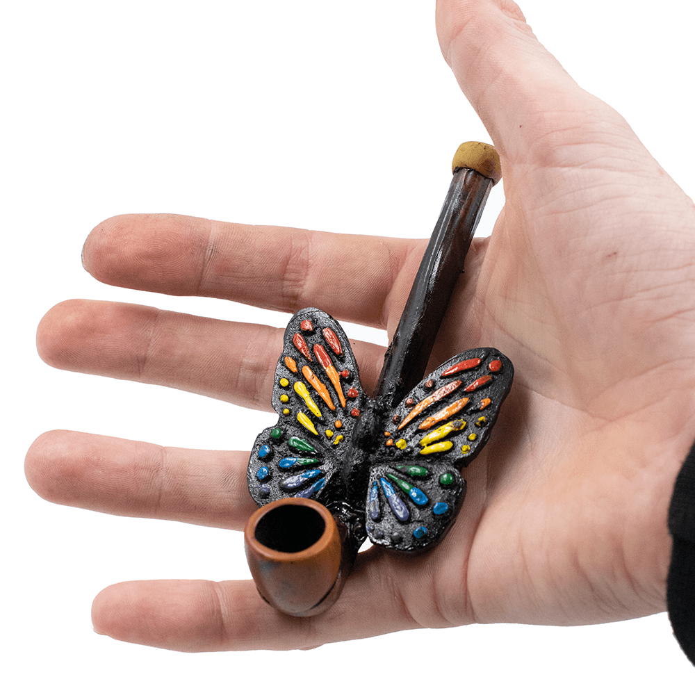 PIPE - RAINBOW BUTTERFLY HAND CRAFTED 12cm The Bong Shop