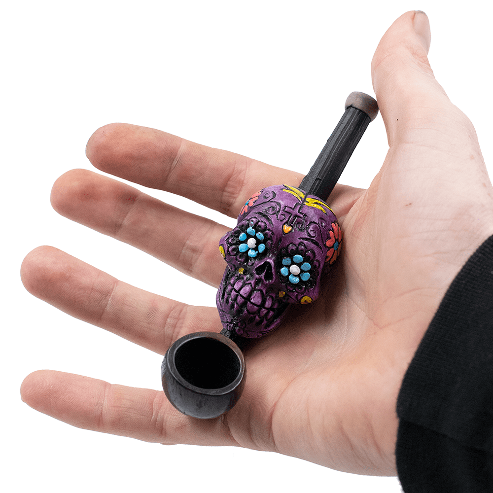 PIPE - SUGAR SKULL LILAC HAND CRAFTED 12cm The Bong Shop