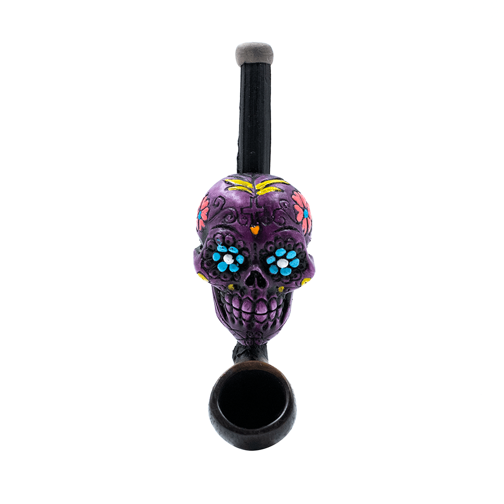 PIPE - SUGAR SKULL LILAC HAND CRAFTED 12cm The Bong Shop