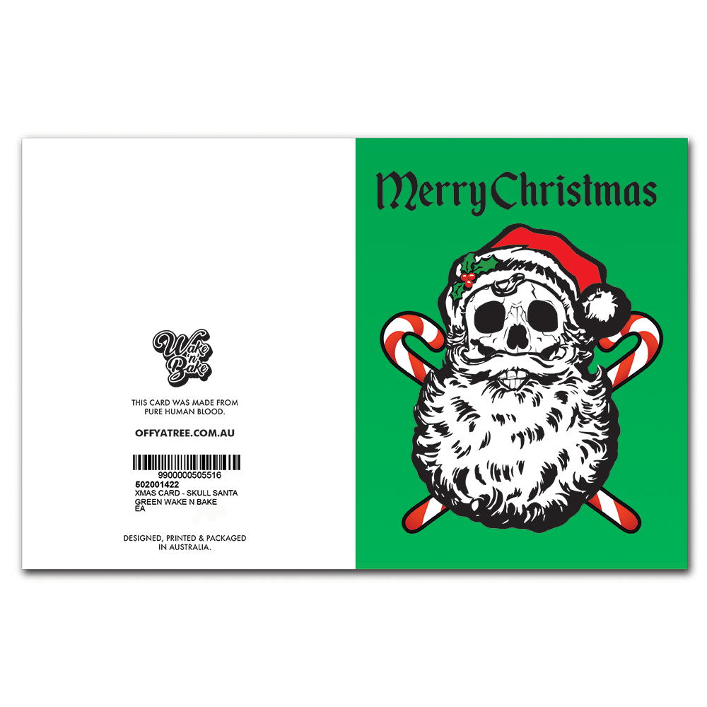 WAKE 'N' BAKE | SKULL SANTA XMAS GREETING CARD Wake 'n' Bake