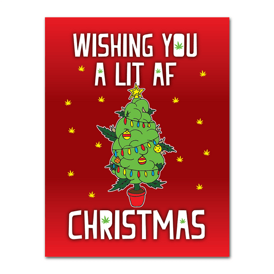 WAKE 'N' BAKE | LIT AF CHRISTMAS XMAS GREETING CARD Wake 'n' Bake
