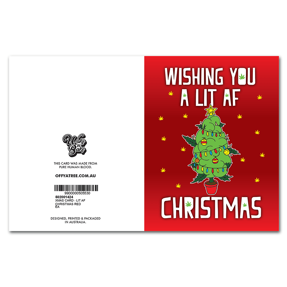WAKE 'N' BAKE | LIT AF CHRISTMAS XMAS GREETING CARD Wake 'n' Bake