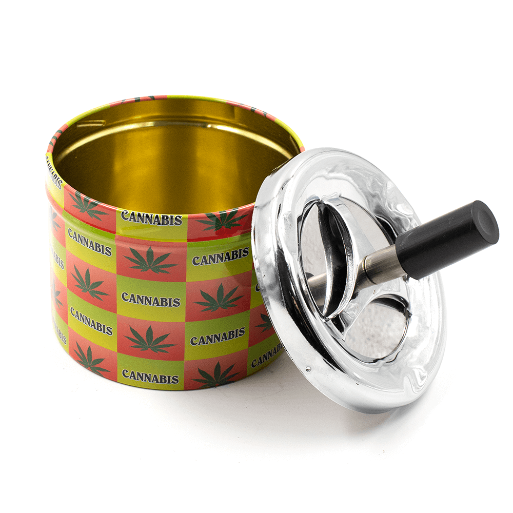 ASHTRAY - LEAF YELLOW/RED SPINNING TRAY 9.3CM The Bong Shop