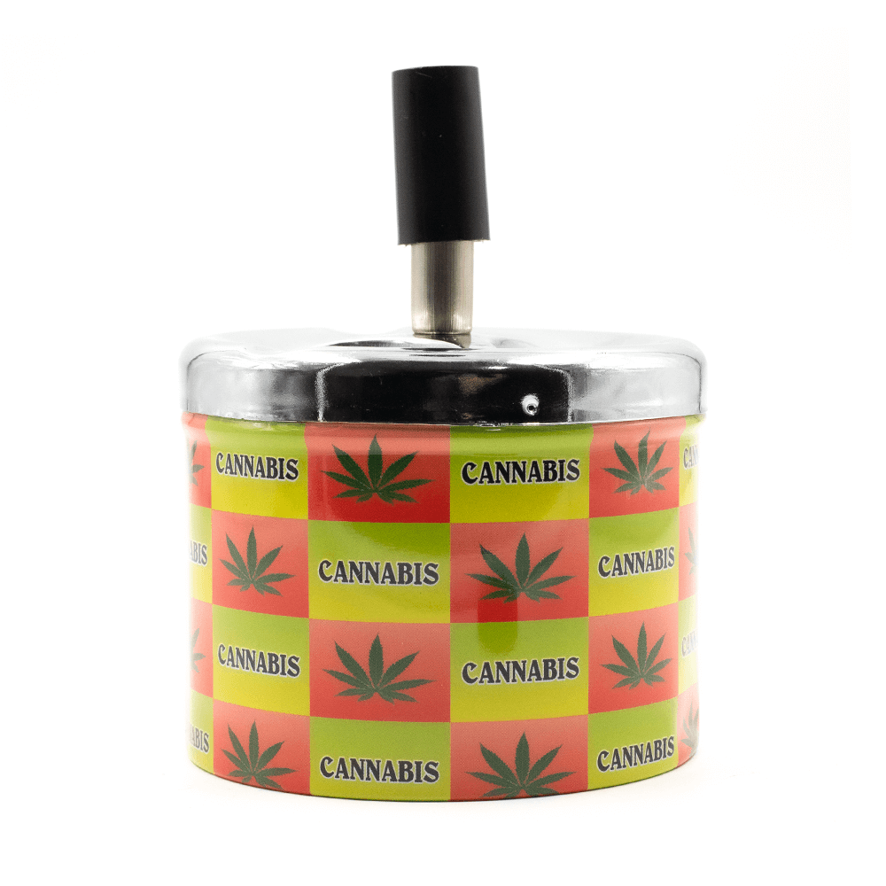 ASHTRAY - LEAF YELLOW/RED SPINNING TRAY 9.3CM The Bong Shop