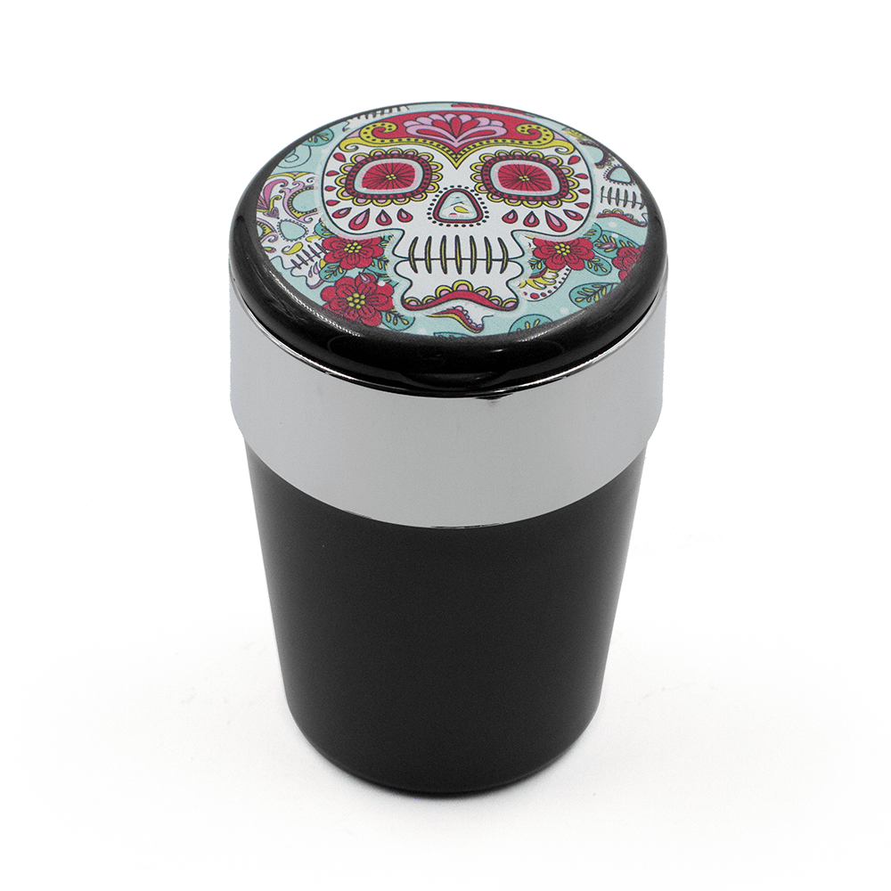 ASHTRAY - FLORAL GREEN SUGAR SKULLS W/ LED LIGHT The Bong Shop