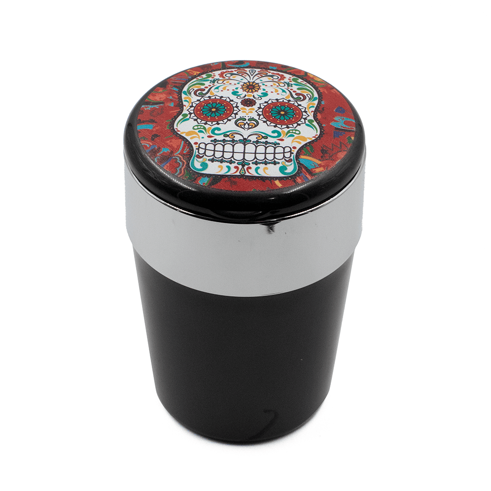 ASHTRAY- SUGAR SKULL ON RED LID W/LED LIGHT The Bong Shop