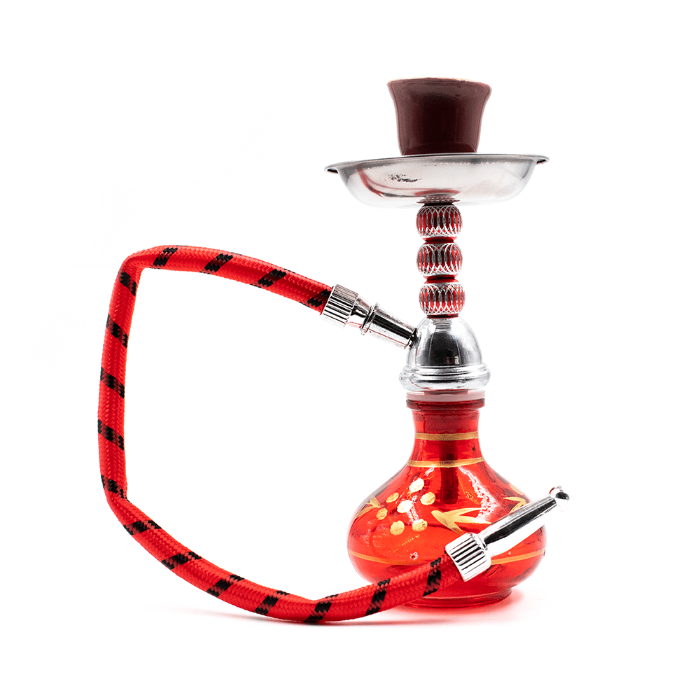 HOOKAH-1HOSE NATIVE W/GOLD PRINT - RED 18CM The Bong Shop