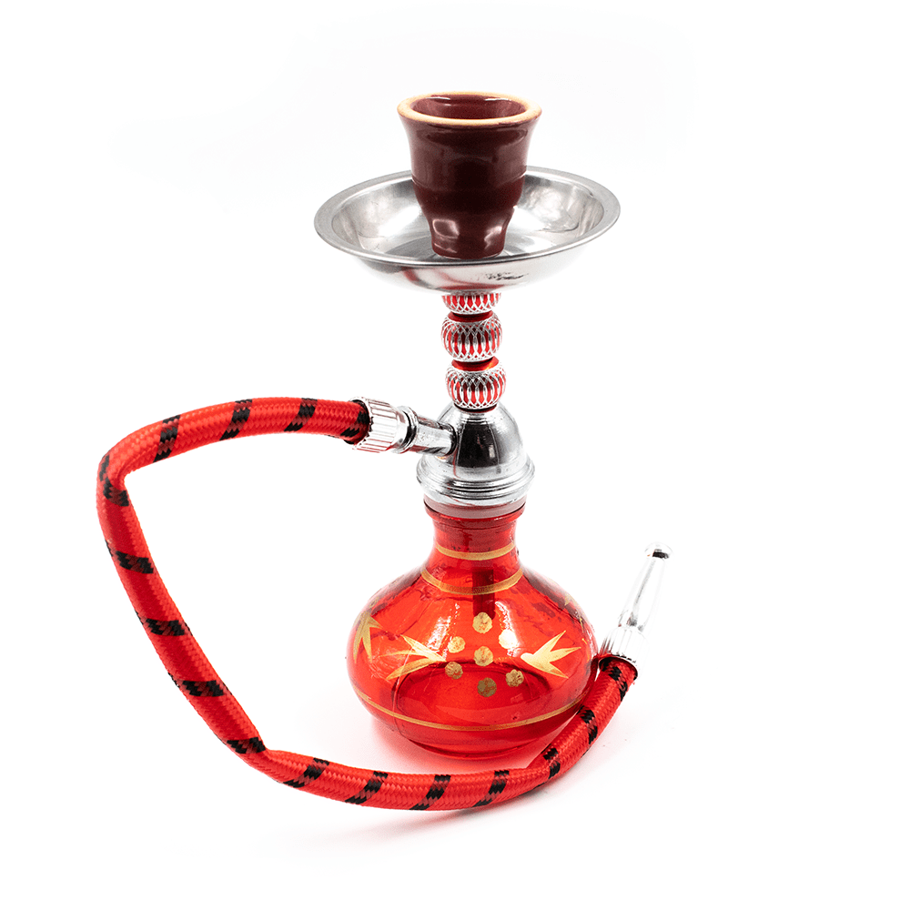 HOOKAH-1HOSE NATIVE W/GOLD PRINT - RED 18CM The Bong Shop