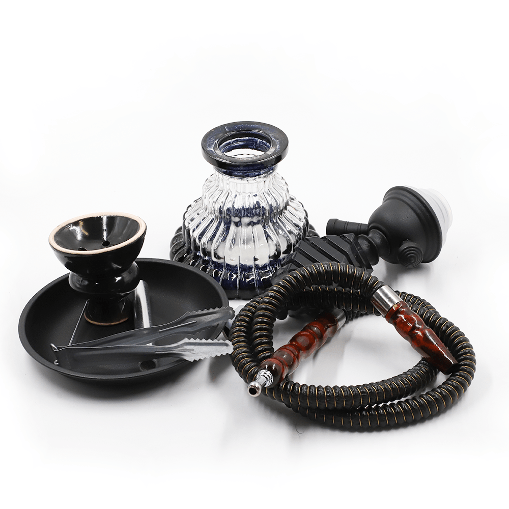 HOOKAH- 1 HOSE CHANDELIER BLACK GLASS 55CM The Bong Shop