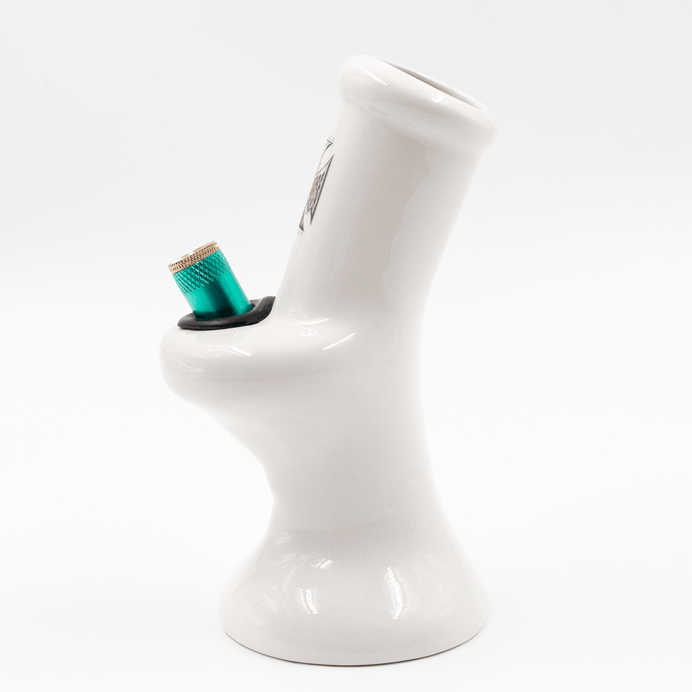 Ride Em Hard Iron Cross Ceramic Bong - White The Bong Shop