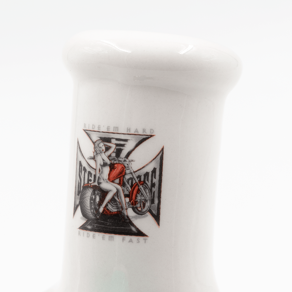 Ride Em Hard Iron Cross Ceramic Bong - White The Bong Shop