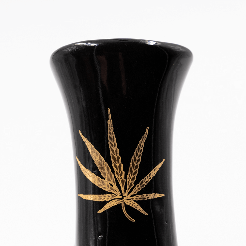Walking Man Ceramic Bong - Black (Gold Leaf) Waterfall