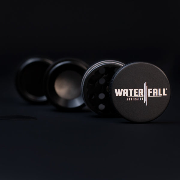 Four-Part Aluminium Grinder with Removable Screen - Matte Black (43mm) Waterfall