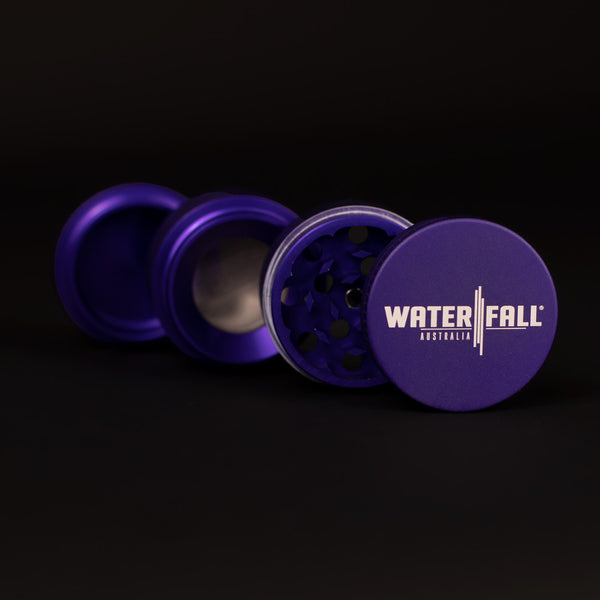 Four-Part Aluminium Grinder with Removable Screen - Matte Blue (43mm) Waterfall