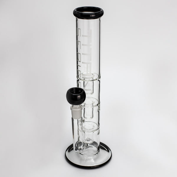 Titan Series | Triple Trap Glass Bong - Black Cone (Deluxe Wooden Box Edition) Waterfall