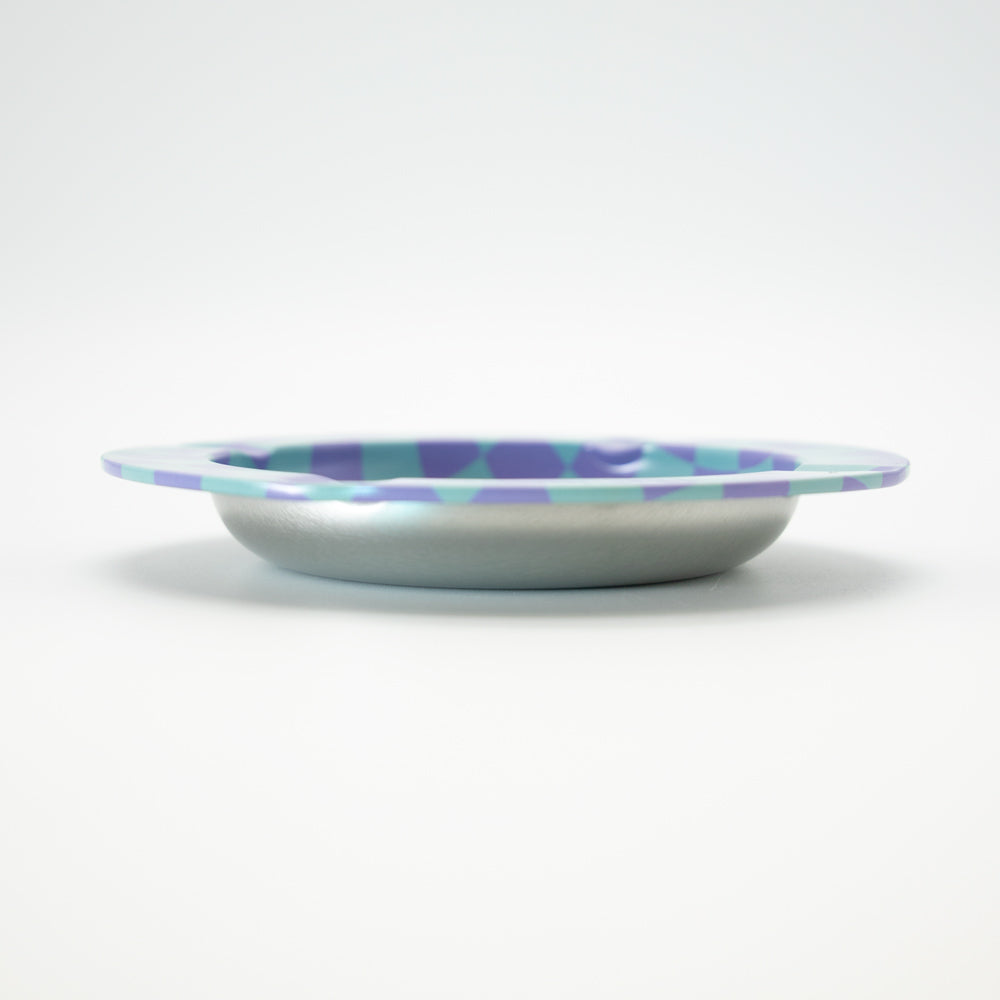 Green & Purple Checkers Metal Ashtray Planet X