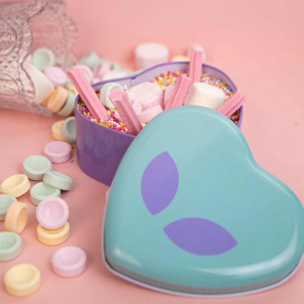 Alien Heart-Shaped Metal Tin Planet X