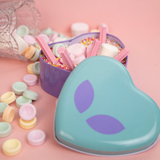 Alien Heart-Shaped Metal Tin Planet X