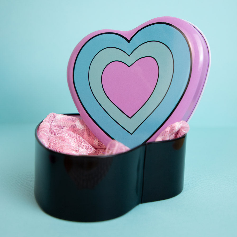 Trippy Hearts Heart-Shaped Metal Tin Planet X