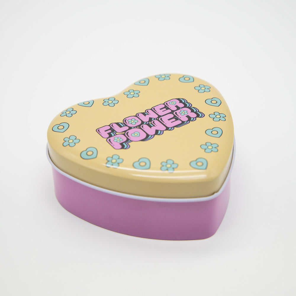 Flower Power Heart-Shaped Metal Tin Planet X