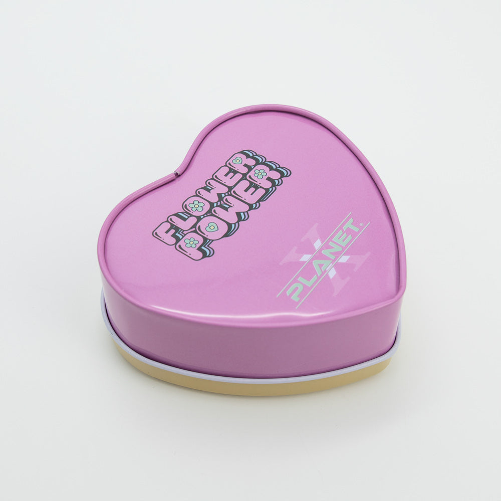 Flower Power Heart-Shaped Metal Tin Planet X