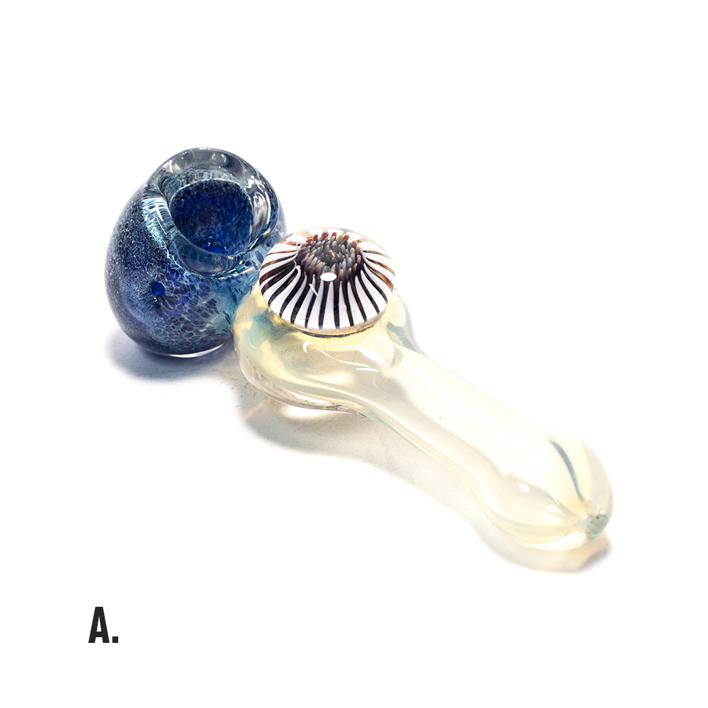 PIPE - GLASS DRY EYE ON NECK VARIOUS COLOURS The Bong Shop