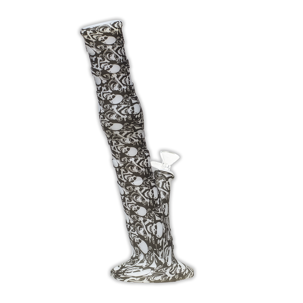 Skulls Gripper Silicone Bong - Black & Grey The Bong Shop