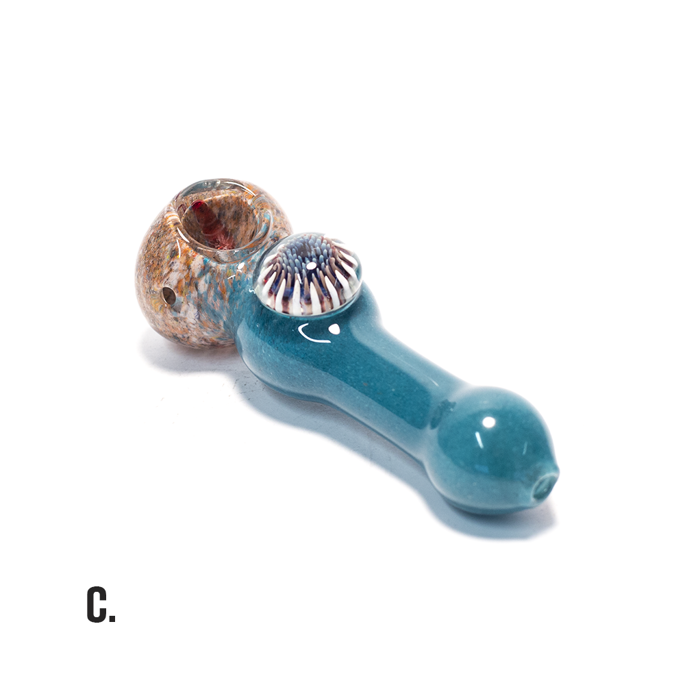 PIPE - GLASS DRY EYE ON NECK VARIOUS COLOURS The Bong Shop