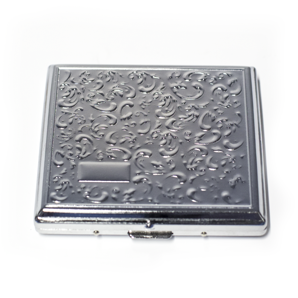 CIGARETTE CASE - SQUARE SILVER ASSORTED DESIGNS The Bong Shop