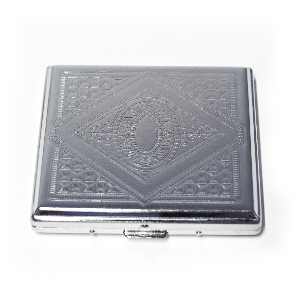 CIGARETTE CASE - SQUARE SILVER ASSORTED DESIGNS The Bong Shop