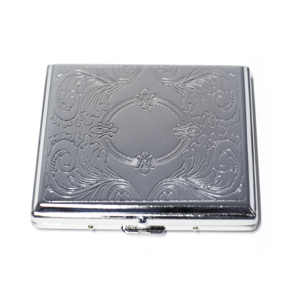 CIGARETTE CASE - SQUARE SILVER ASSORTED DESIGNS The Bong Shop