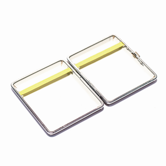 CIGARETTE CASE - LIGHT BROWN, SILVER FRAME 95MM X 85MM The Bong Shop