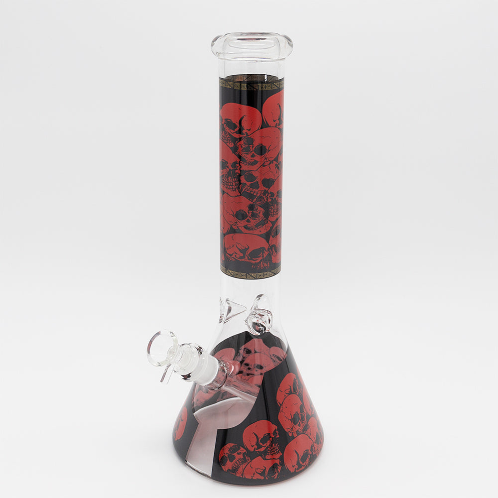 Skulls Glass Bong - Black & Red Planet X