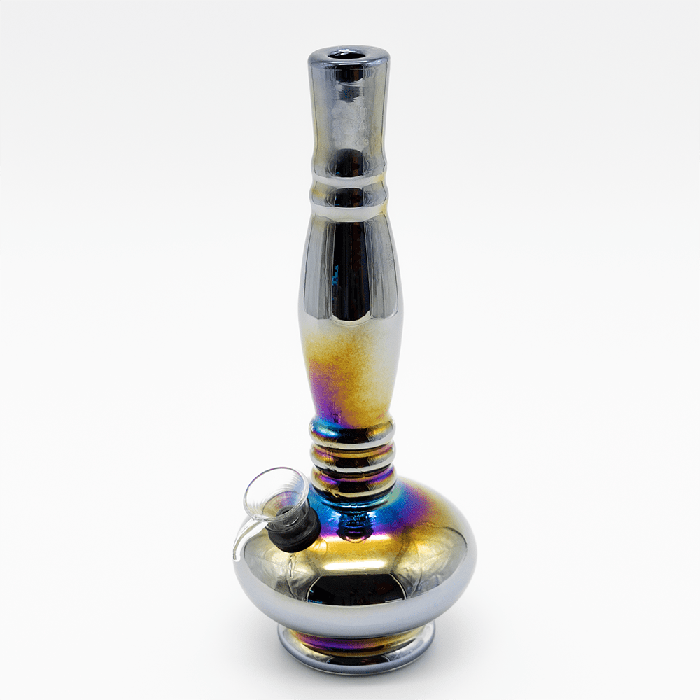 GLASS BONG- MAGNETIC 24cm SILVER OIL SLICK S/GLASS Planet X