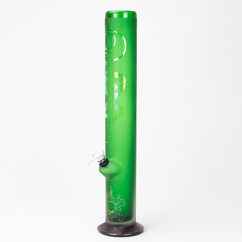GLASS BONG- SKULL ISLAND 43cm MATTE GREEN S/GLASS Planet X