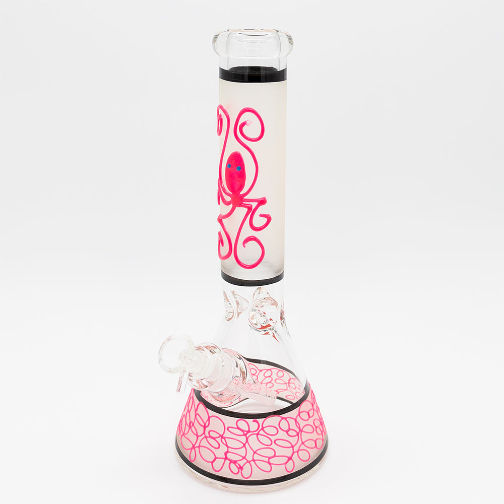 Glow Octopus Glass Bong - Pink Planet X