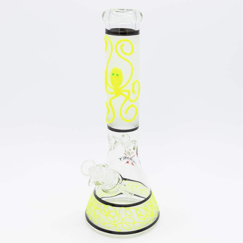 Glow Octopus Glass Bong - Yellow Planet X
