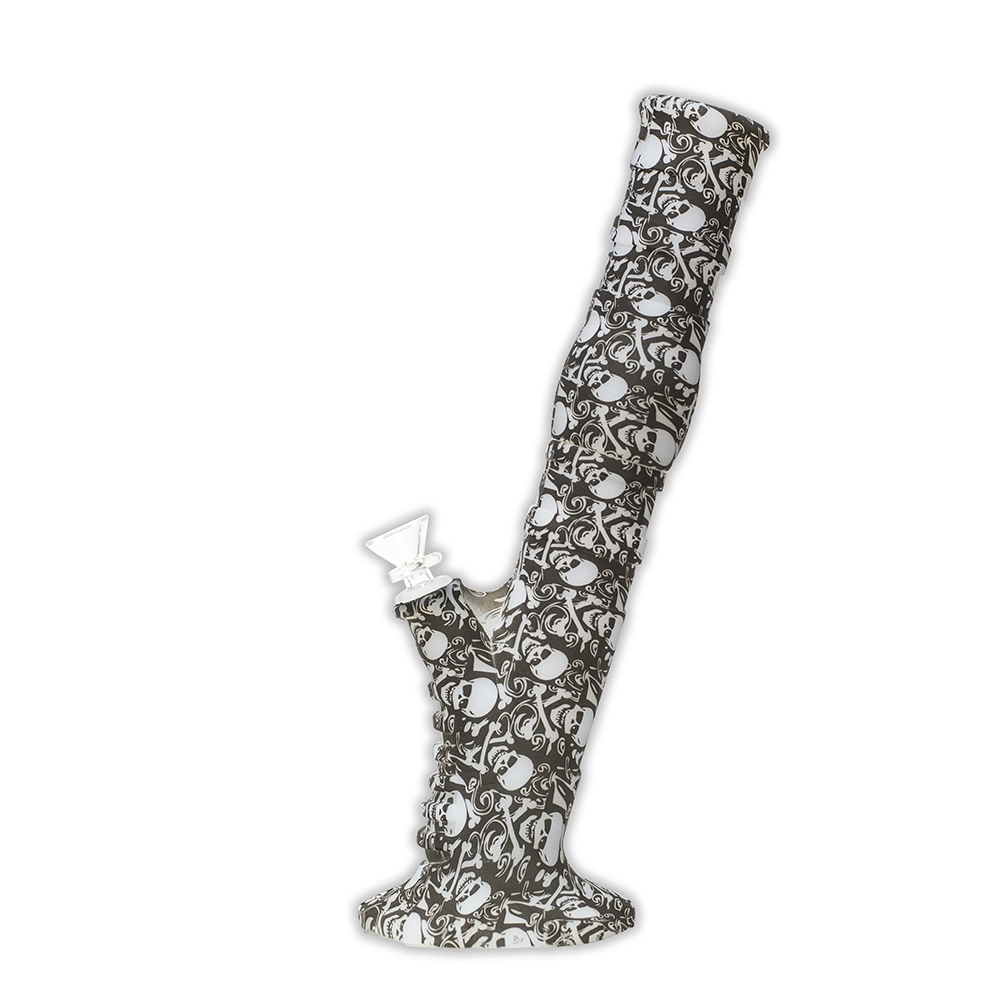 Skulls Gripper Silicone Bong - Black & Grey The Bong Shop
