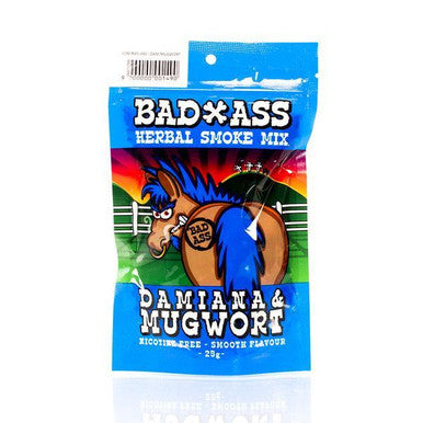 BAD-ASS DAMIANA & MUGWORT HERBAL SMOKE MIX 25G The Bong Shop